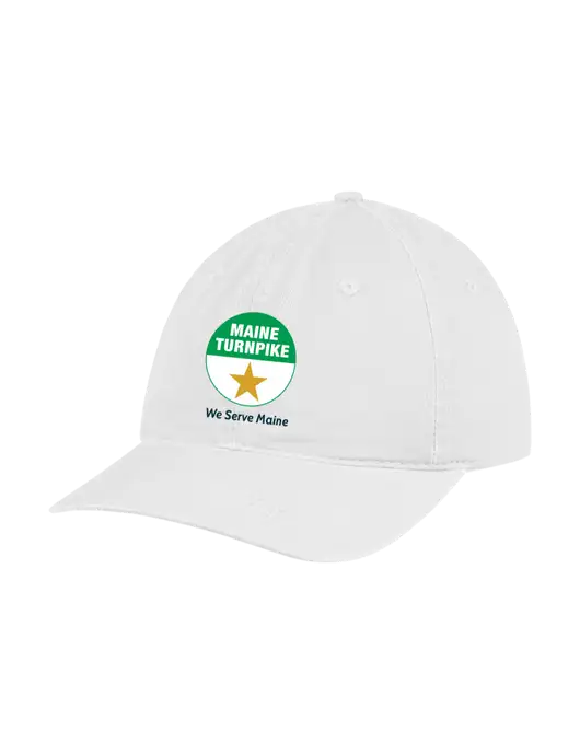 Garment Washed Unstructured Twill White Cap w/MTA Turnpike Logo