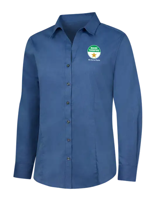 Light Navy Womens Crosshatch Easy Care Shirt w/MTA Turnpike Logo