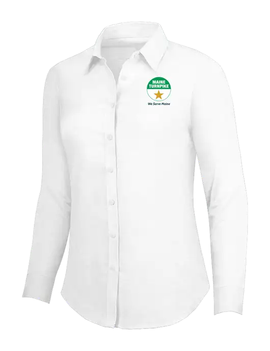 White Womens SuperPro Oxford Shirt w/MTA Turnpike Logo