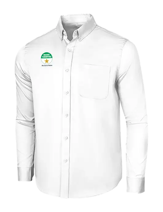 Long Sleeve White Superpro React Twill Shirt w/MTA Turnpike Logo