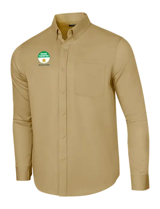 Long Sleeve Dark Tan Superpro React Twill Shirt w/MTA Turnpike Logo