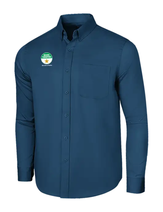 Long Sleeve Light Navy Superpro React Twill Shirt w/MTA Turnpike Logo