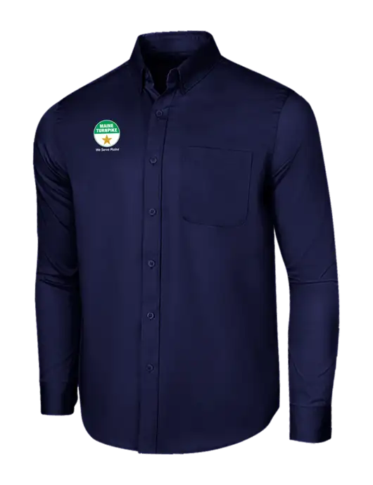 Long Sleeve Navy Superpro React Twill Shirt w/MTA Turnpike Logo