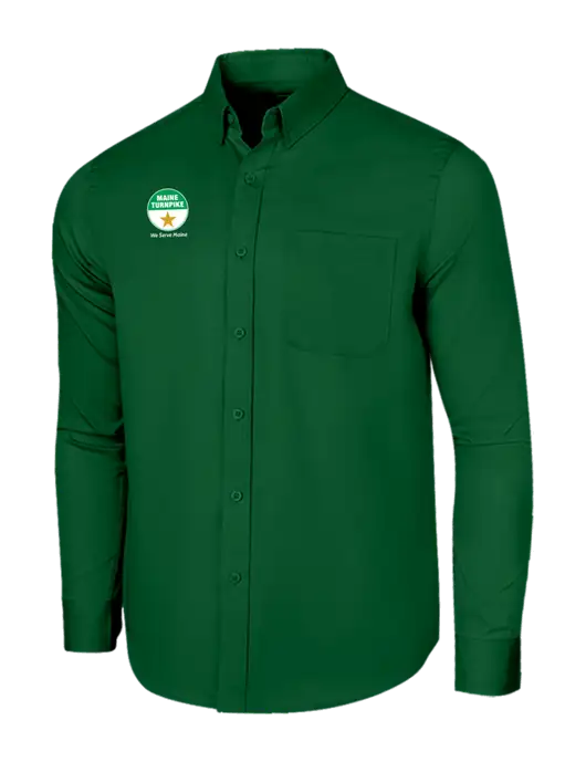 Long Sleeve Dark Green Superpro React Twill Shirt w/MTA Turnpike Logo