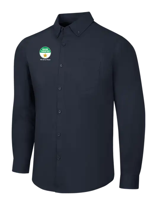 Navy Long Sleeve Carefree Poplin Shirt w/MTA Turnpike Logo