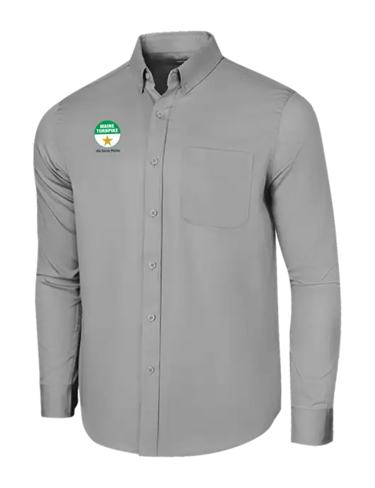 Long Sleeve Light Grey Superpro React Twill Shirt w/MTA Turnpike Logo