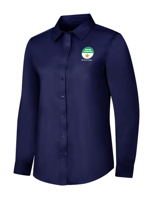 Navy Womens Long Sleeve Superpro React Twill Shirt w/MTA Turnpike Logo