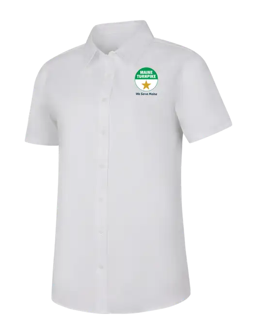 Womens White Short Sleeve Superpro React Twill Shirt w/MTA Turnpike Logo