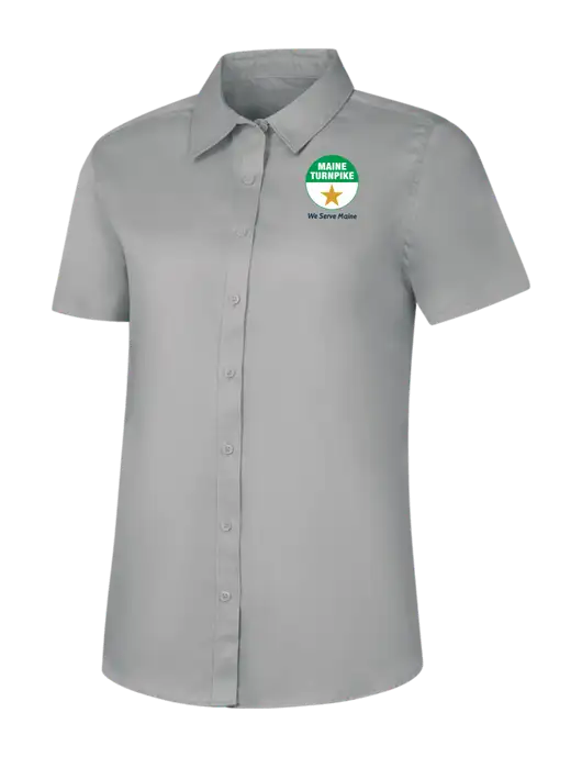 Womens Light Grey Short Sleeve Superpro React Twill Shirt w/MTA Turnpike Logo
