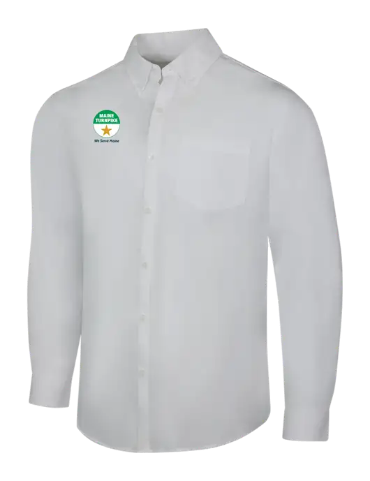 White Long Sleeve Carefree Poplin Shirt w/MTA Turnpike Logo