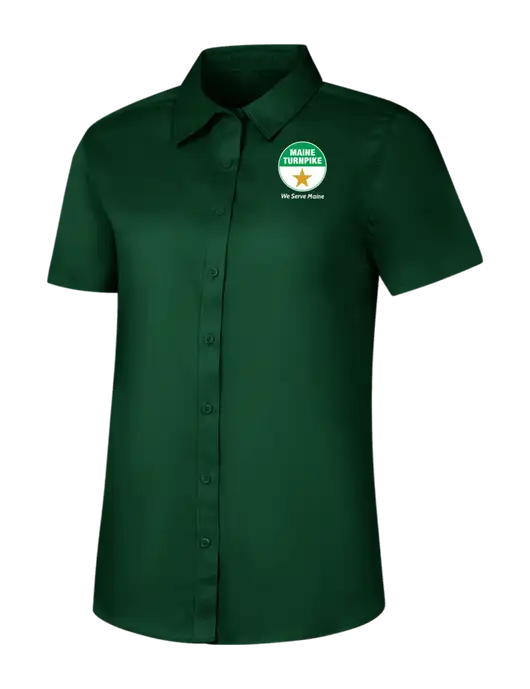 Womens Dark Green Short Sleeve Superpro React Twill Shirt w/MTA Turnpike Logo