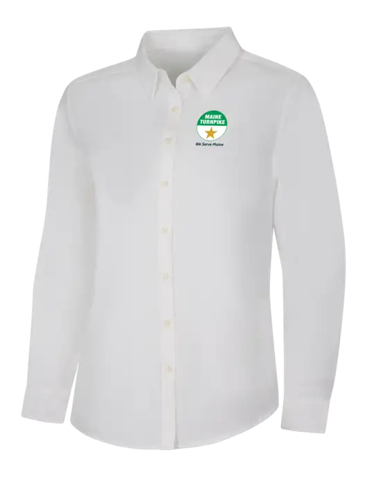 Womens White Long Sleeve Superpro React Twill Shirt w/MTA Turnpike Logo