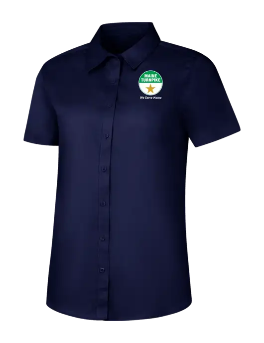 Womens Navy Short Sleeve Superpro React Twill Shirt w/MTA Turnpike Logo