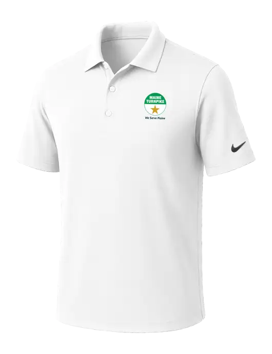 NIKE White Dri-Fit Micro Pique Polo w/MTA Turnpike Logo