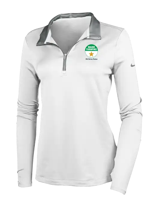 NIKE White/Dark Grey Womens Dry-Fit Stretch 1/2 Zip Cover-Up w/MTA Turnpike Logo
