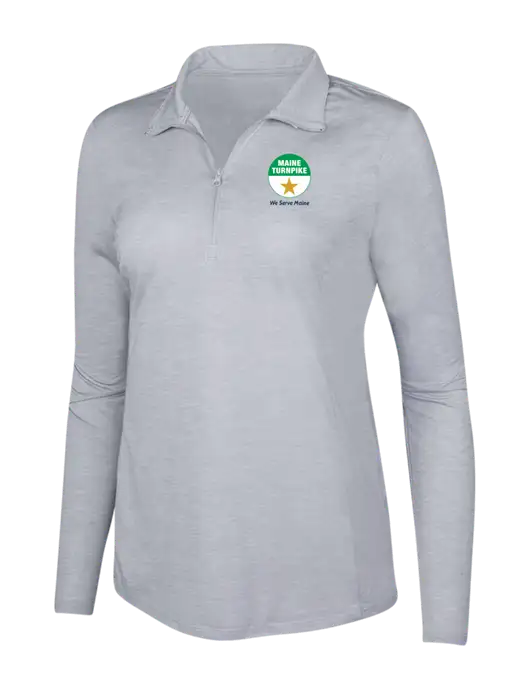 Light Grey Heather Womens Posicharge Tri-Blend Wicking 1/4 Zip Pullover w/MTA Turnpike Logo