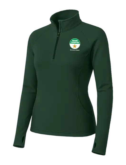 Dark Green Womens Sport Wick Stretch 1/4 Zip Pullover w/MTA Turnpike Logo