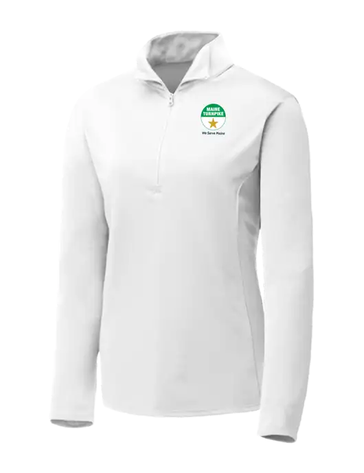 White Womens Posicharge Competitor ¼ Zip Pullover w/MTA Turnpike Logo