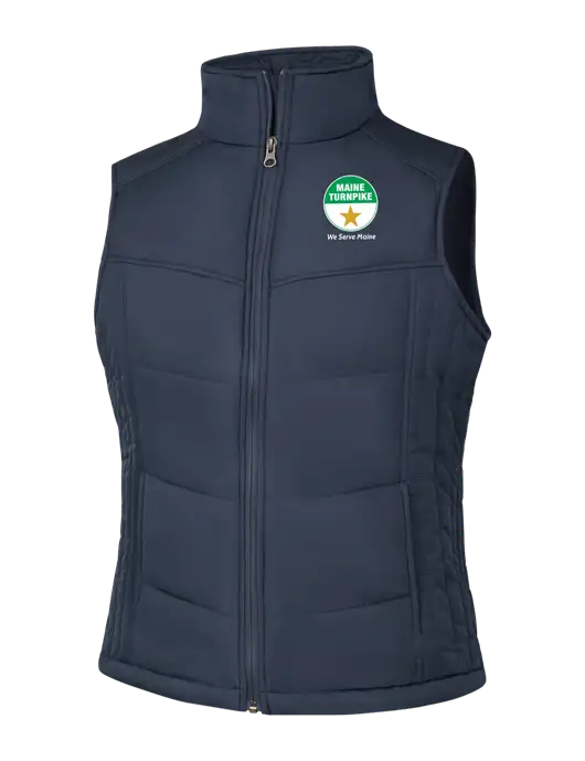  Womens Dark Slate/Black Puffy Vest w/MTA Turnpike Logo