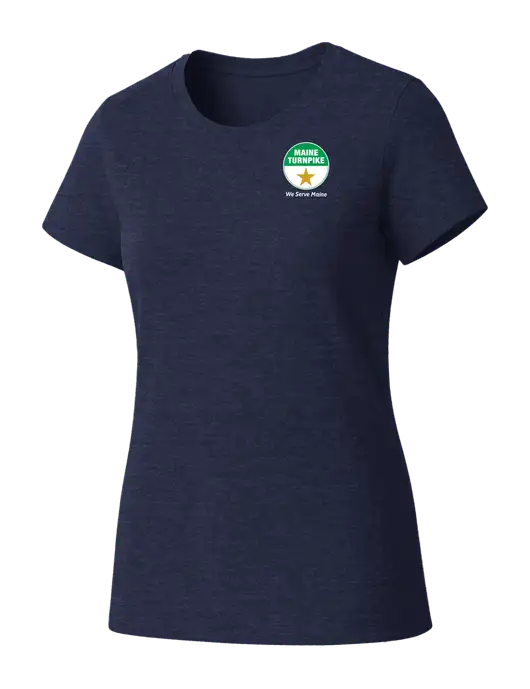 Womens Seriously Soft Heathered Navy T-Shirt w/MTA Turnpike Logo