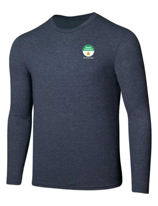 Seriously Soft Heathered Navy Long Sleeve T-Shirt w/MTA Turnpike Logo
