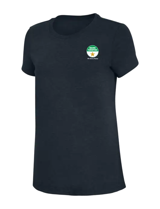 Womens Simply Soft Navy 4.5oz Poly/Combed Ring Spun Cotton T-Shirt w/MTA Turnpike Logo