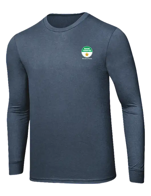Simply Soft Long Sleeve Navy Frost 4.5 oz, Poly/Combed Ring Spun Cotton T-Shirt w/MTA Turnpike Logo
