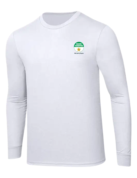 Simply Soft Long Sleeve White 4.5 oz, Poly/Combed Ring Spun Cotton T-Shirt w/MTA Turnpike Logo