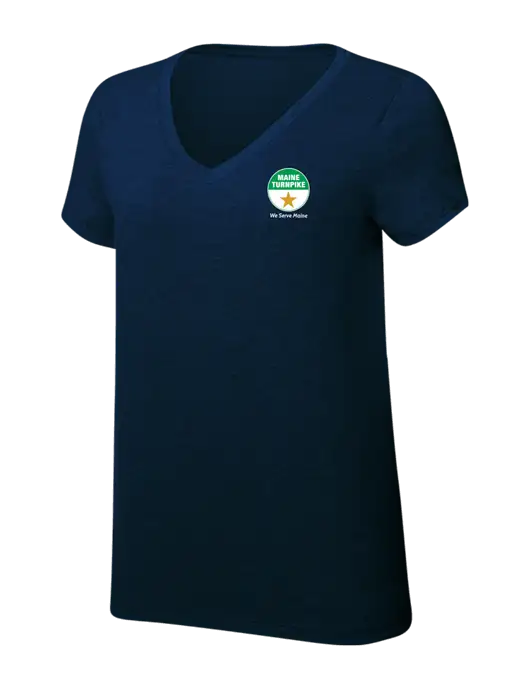 Womens Simply Soft V-Neck New Navy 4.5oz  Poly/Combed Ring Spun Cotton T-Shirt w/MTA Turnpike Logo