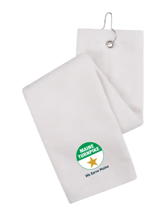 White Tri-Fold Golf Towel with Grommet w/MTA Turnpike Logo