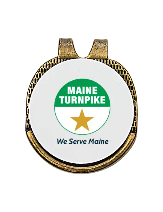 Antique Gold Hat Clip w/Golf Ball Marker w/MTA Turnpike Logo