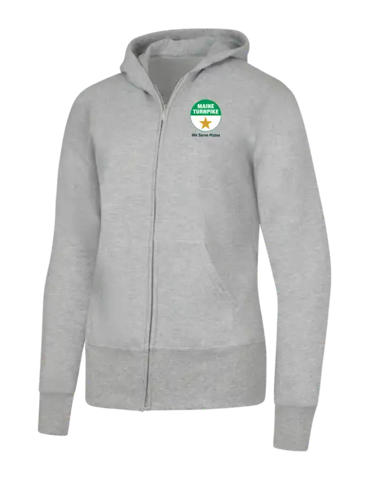 Grey Heather Womens Core Fleece Full-Zip Hooded Sweatshirt w/MTA Turnpike Logo