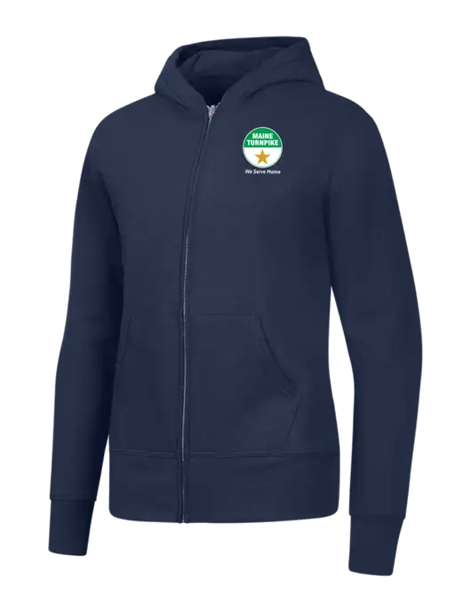 Navy Womens Core Fleece Full-Zip Hooded Sweatshirt w/MTA Turnpike Logo