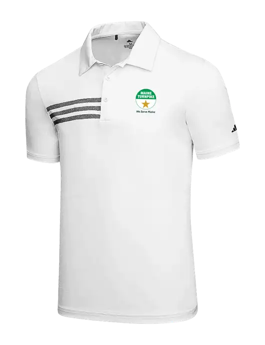 Adidas White 3 Stripes Chest Polo w/MTA Turnpike Logo