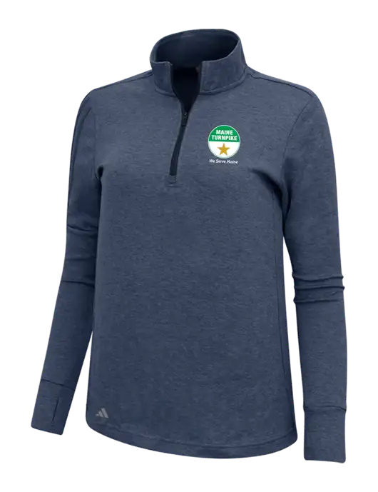 Adidas Navy Melange Womens 3 Stripes Quarter Zip Sweater w/MTA Turnpike Logo