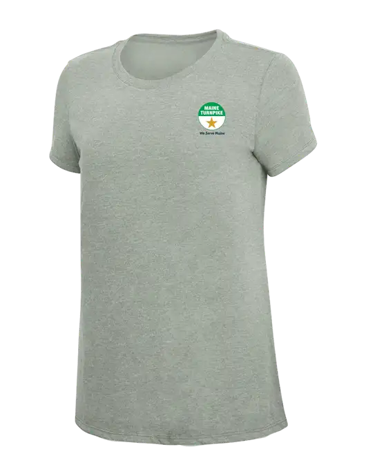 Womens Simply Soft Heathered Light Grey 4.5oz Poly/Combed Ring Spun Cotton T-Shirt w/MTA Turnpike Logo