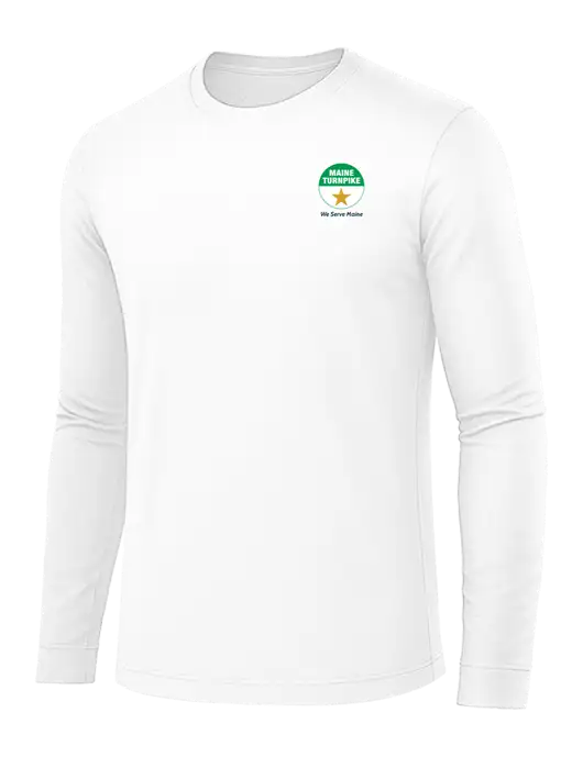 Long Sleeve White PosiCharge Competitor Tee w/MTA Turnpike Logo