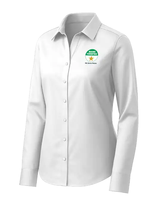 Brooks Brothers Womens White Wrinkle-Free Stretch Pinpoint Shirt w/MTA Turnpike Logo