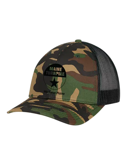 Richardson Adjustable Snapback Original 112P Trucker Cap Army Camo/Black  w/MTA Turnpike Logo