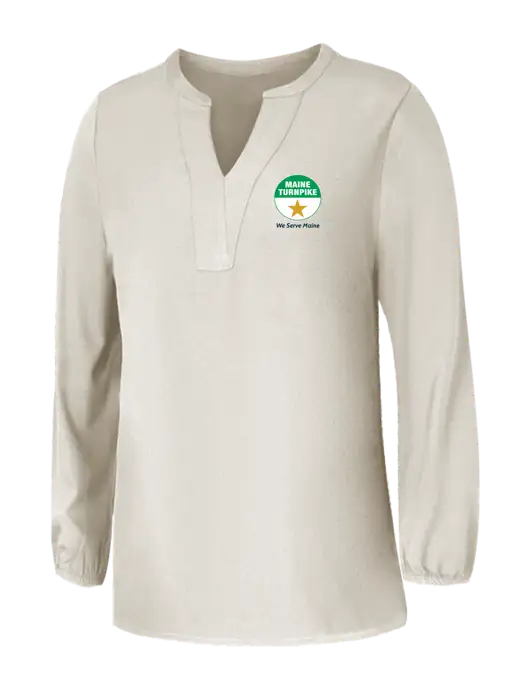 Mercer+Mettle Womens Ivory Stretch Crepe 3/4 Sleeve Blouse w/MTA Turnpike Logo