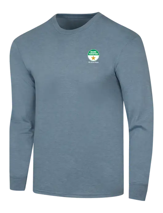 Simply Soft Long Sleeve Slate Blue Heather 4.5 oz, Poly/Combed Ring Spun Cotton T-Shirt w/MTA Turnpike Logo