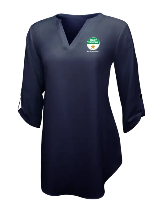 Navy Womens 3/4 Sleeve Tunic Blouse w/MTA Turnpike Logo