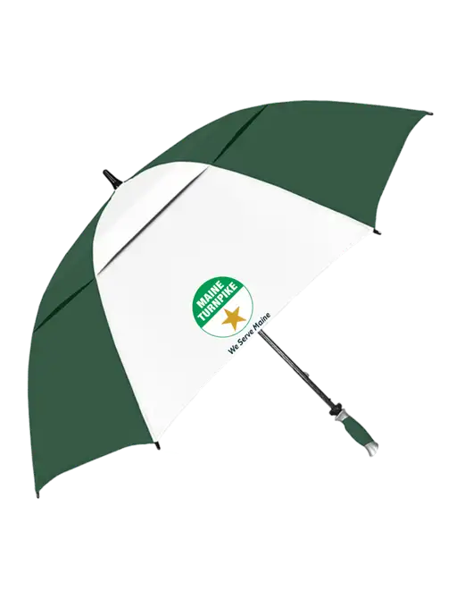 Dark Green/White Vented Typhoon Tamer Golf Umbrella w/MTA Turnpike Logo
