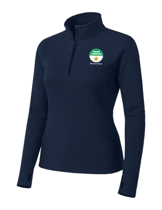 Navy Womens Sport Wick Stretch 1/4 Zip Pullover w/MTA Turnpike Logo
