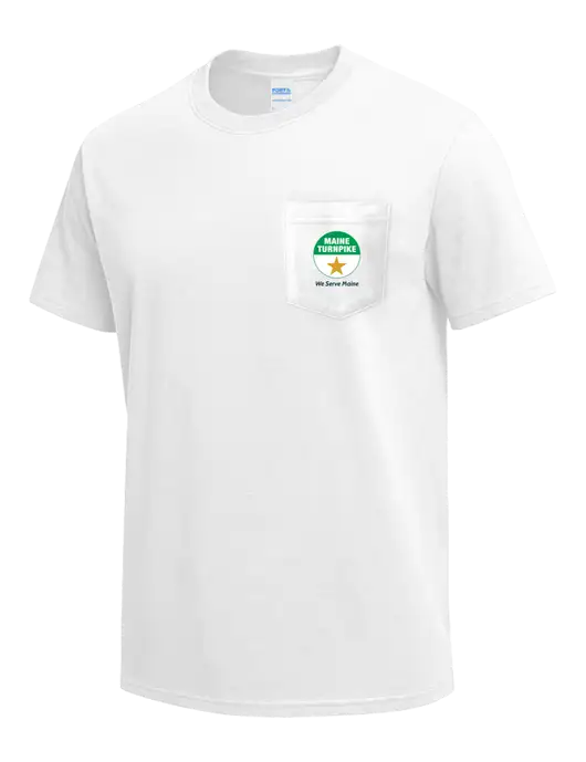 White Heavyweight 6.1 oz Pocket T-Shirt w/MTA Turnpike Logo
