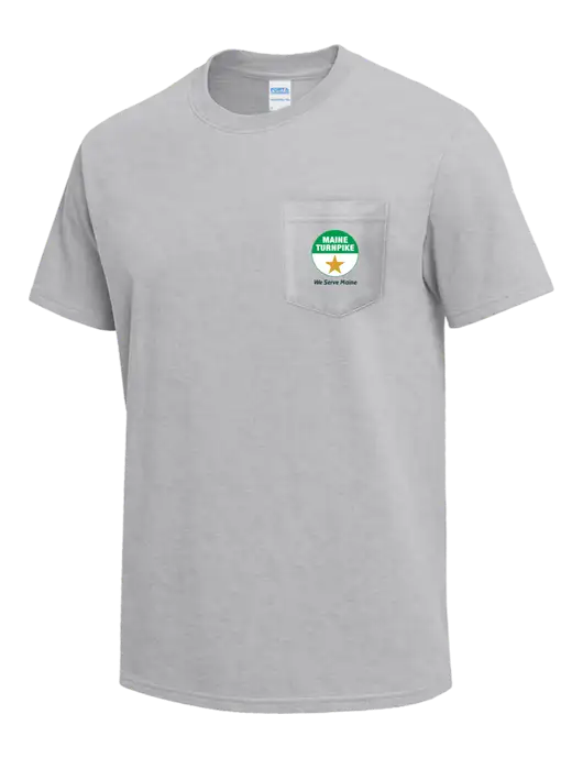Light Grey Heather Heavyweight 6.1 oz Pocket T-Shirt w/MTA Turnpike Logo