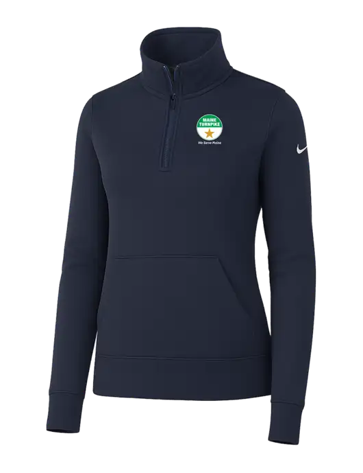 Nike Womens Dark Navy Club Fleece Sleeve Swoosh 1/2-Zip w/MTA Turnpike Logo