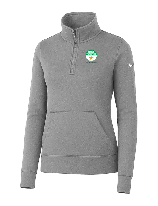 Nike Womens Light Grey Heather Club Fleece Sleeve Swoosh 1/2-Zip w/MTA Turnpike Logo