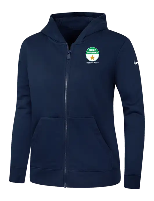 Nike Womens Club Fleece Sleeve Swoosh Full-Zip Dark Navy Hoodie w/MTA Turnpike Logo