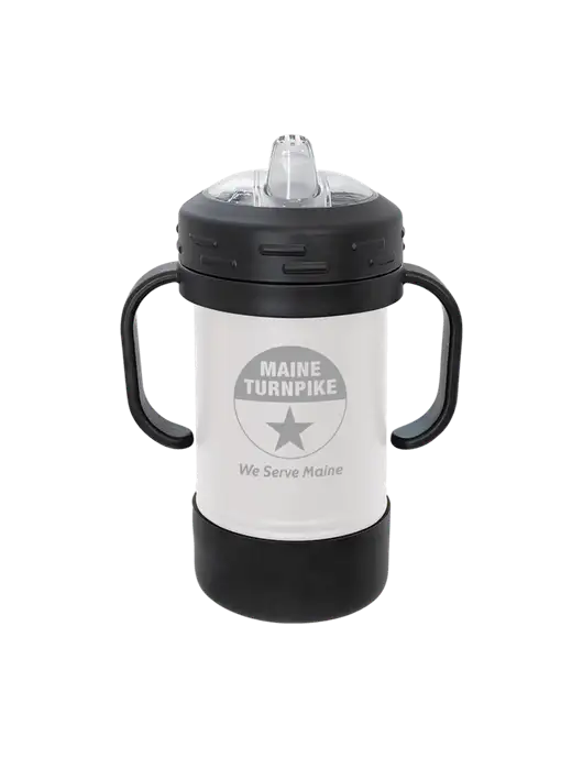 Polar Camel 10 oz Powder Coated White Sippy Cup w/MTA Turnpike Logo